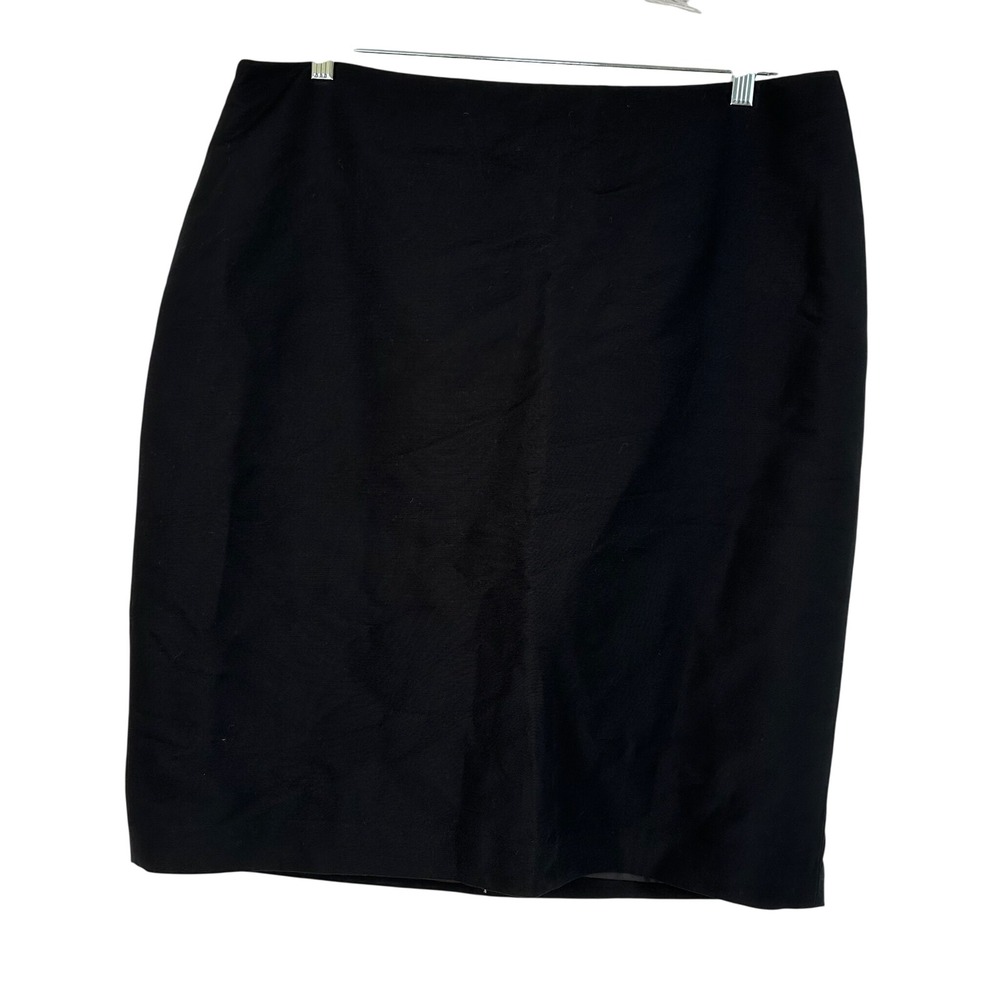 Talbots Black Cotton Silk Blend Pencil Skirt Back Vent Size 18